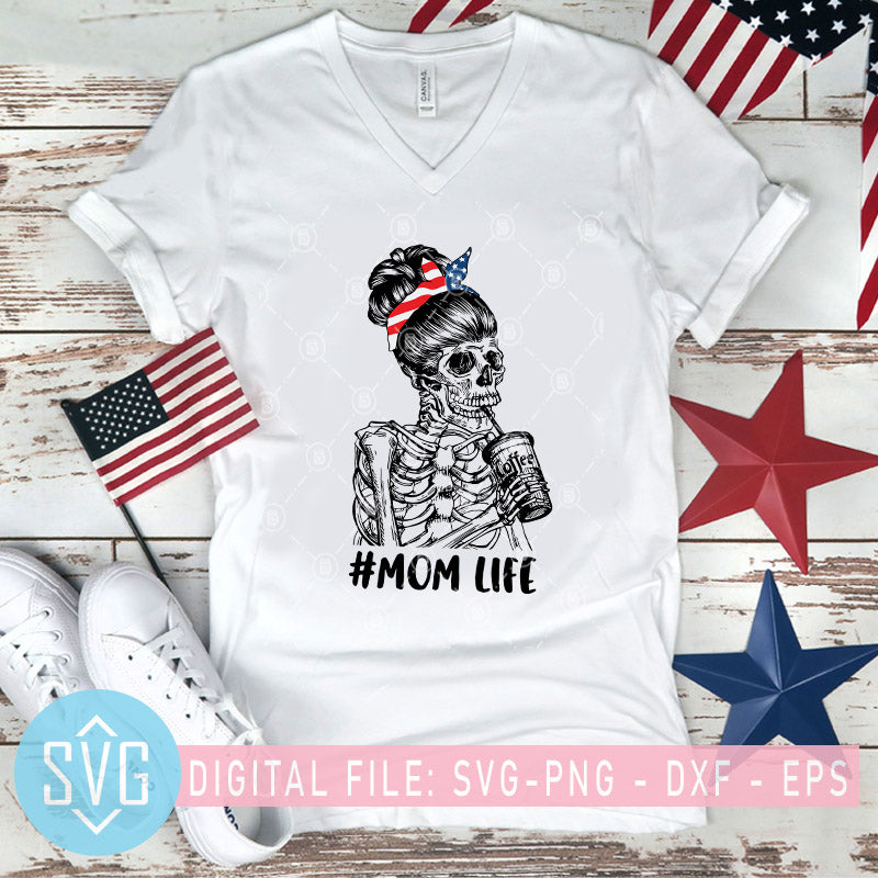 Download Mom Life With America Bandana Svg Skull Mom Svg Skeleton Mom Coffee Svg Trends Studio Trendy Svg For Crafters