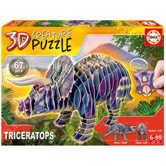 Puzzle Triceratops 3D Creature