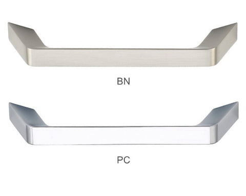 Plaka Cabinet Handles in Polished Chrome and Brushed Nickel