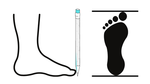 Step 2: Draw a line across the top of your longest toe