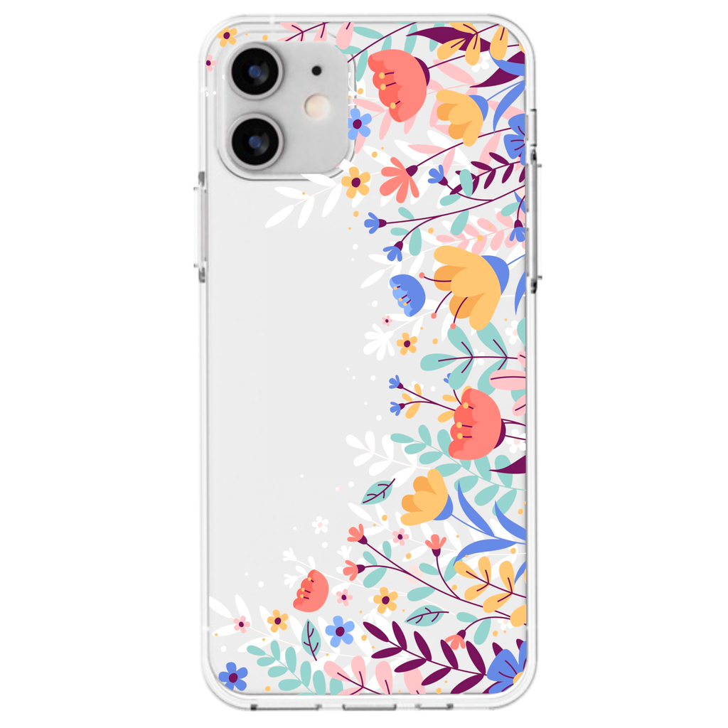 bright vivid flower pattern clear transparent soft case cover