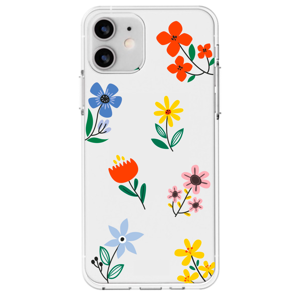 bright vivid flower pattern clear transparent soft case cover