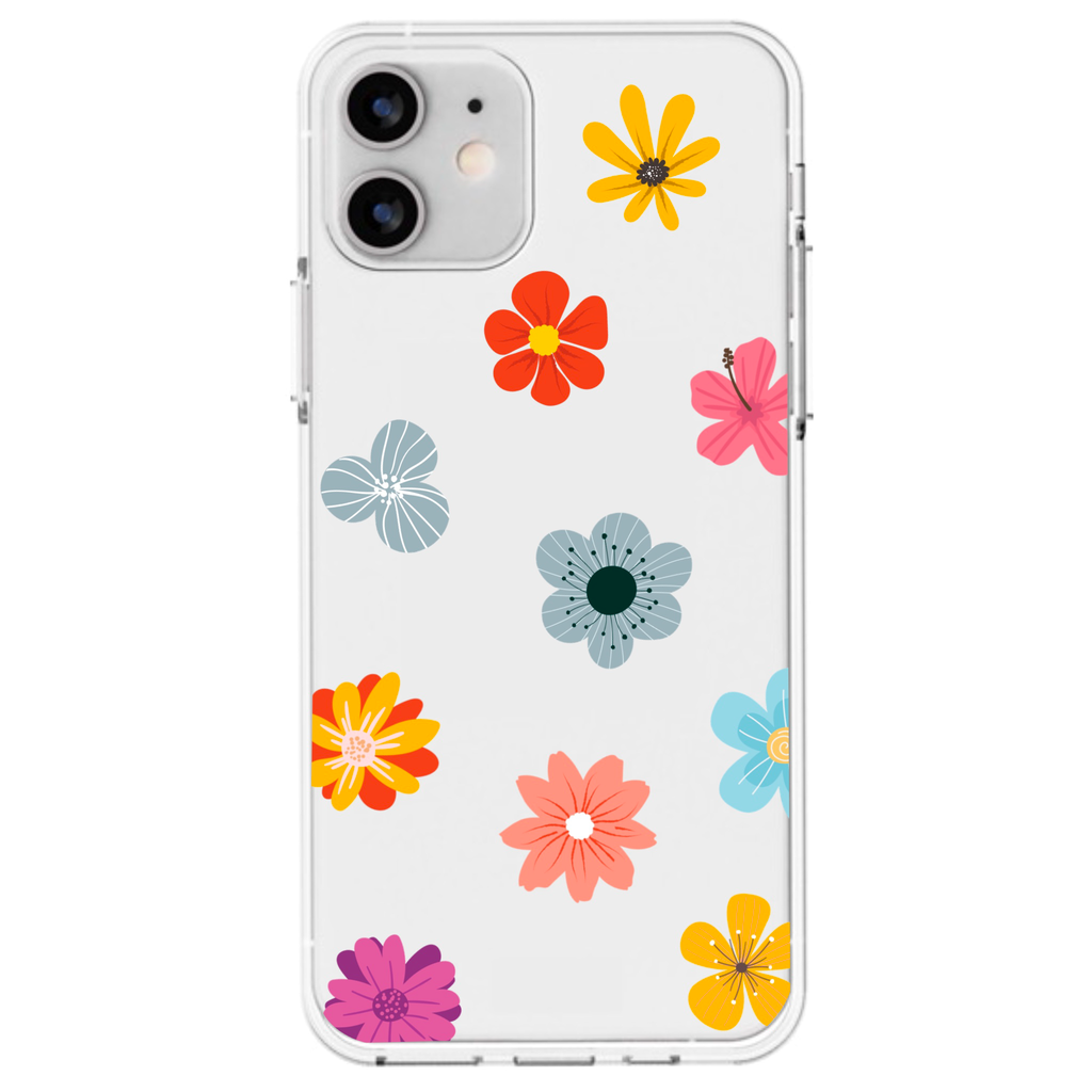 bright vivid flower pattern clear transparent soft case cover