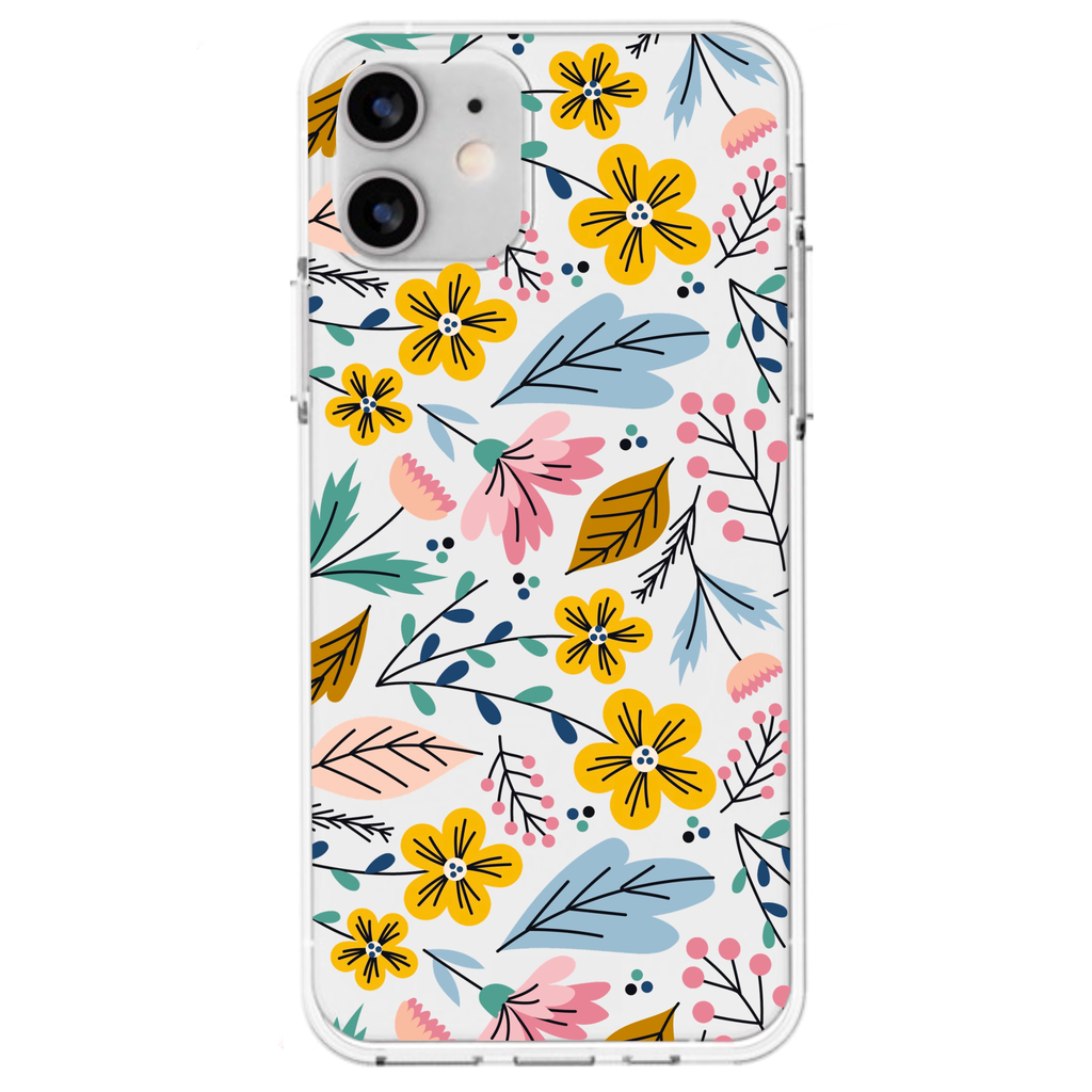 bright vivid flower pattern clear transparent soft case cover