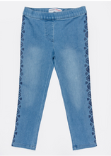 Load image into Gallery viewer, Blue Glasto Embroidered Jeggings
