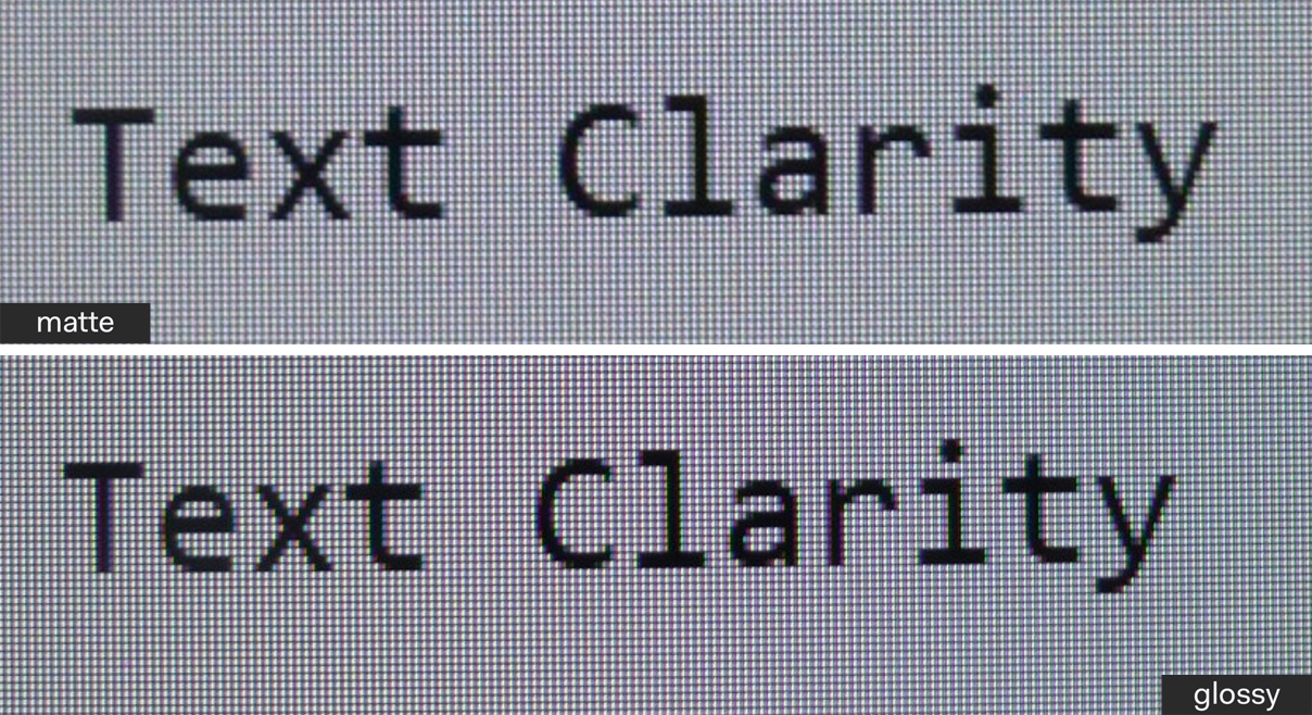 glossy vs matte perceived text clarity comparison