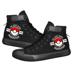 Anime Pocket Monster Pokemon Go Pikachu High Tops Casual Canvas Shoes Unisex Sneakers
