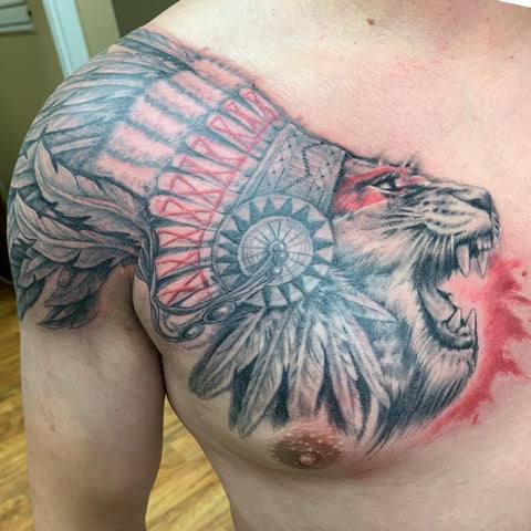 Top 63 Lion Sleeve Tattoo Ideas  2021 Inspiration Guide  Half sleeve  tattoo Flower tattoo sleeve Tattoo sleeve men