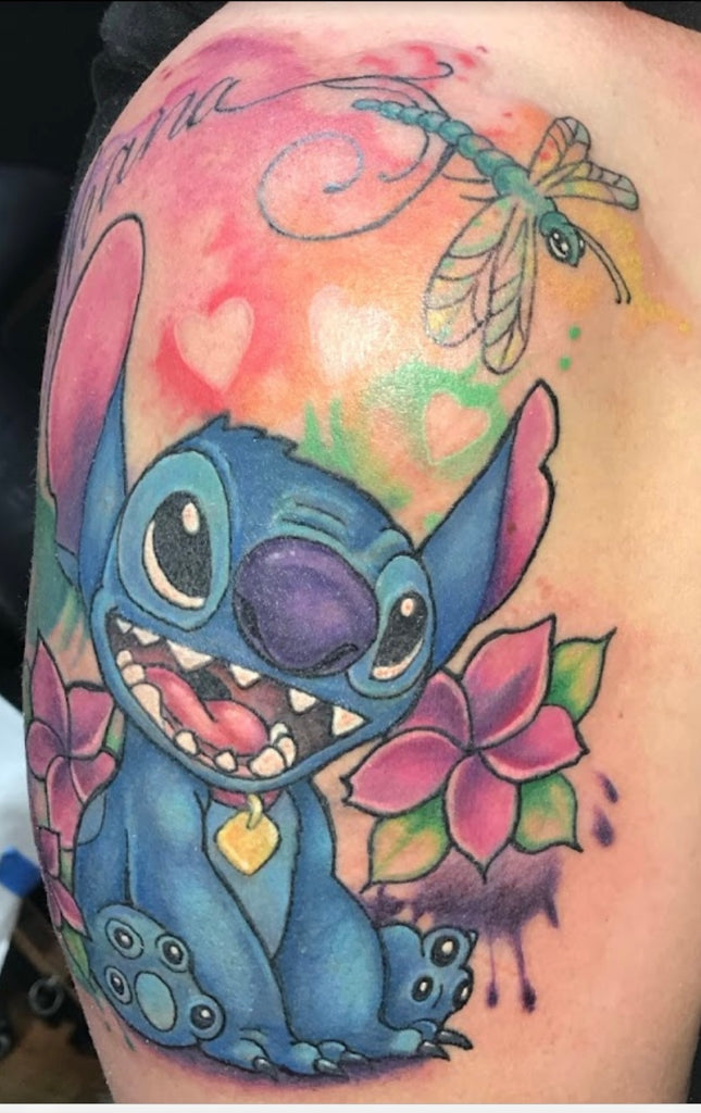 Tattoo uploaded by Kym Mann  Stitch with Disney balloons in watercolor  disneytattoo stitch tattoooftheday  Tattoodo