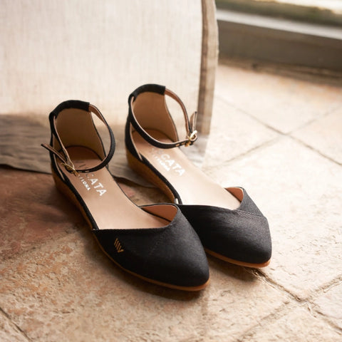 black low wedge espadrille shoes