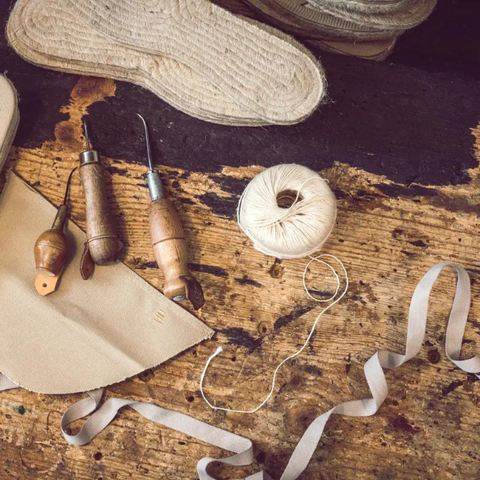 handmade process of making espadrille shoes