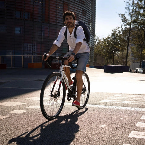 men on the bike wearing espadrille shoes