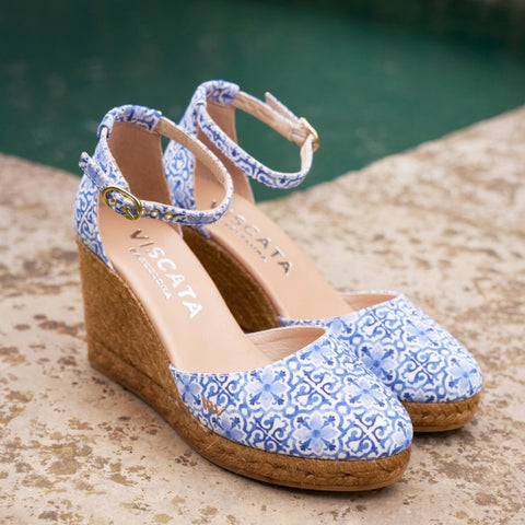 summer espadrilles in majolica pattern