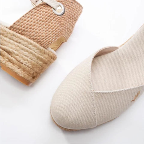 beige espadrille wedges