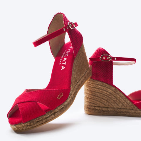 red Aiguablava espadrille wedges