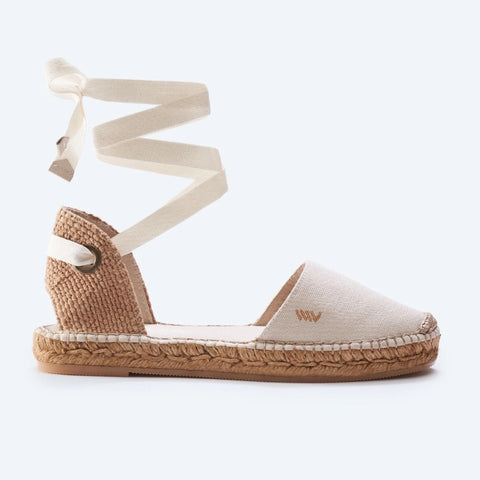 beige flat laceup espadrilles