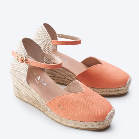 medium wedge espadrilles in salmon color