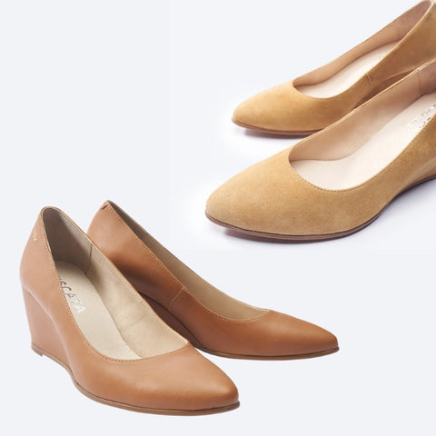 Verona suede and leather wedge shoes