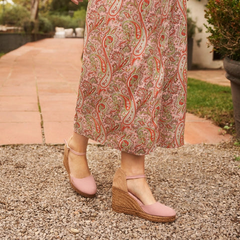 rose pink wedge espadrilles