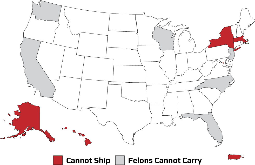 Mapa de leyes estatales de spray de pimienta