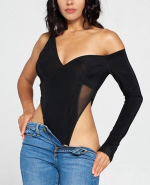 SHEIN Ribbed High-Leg Cutout Bodysuit