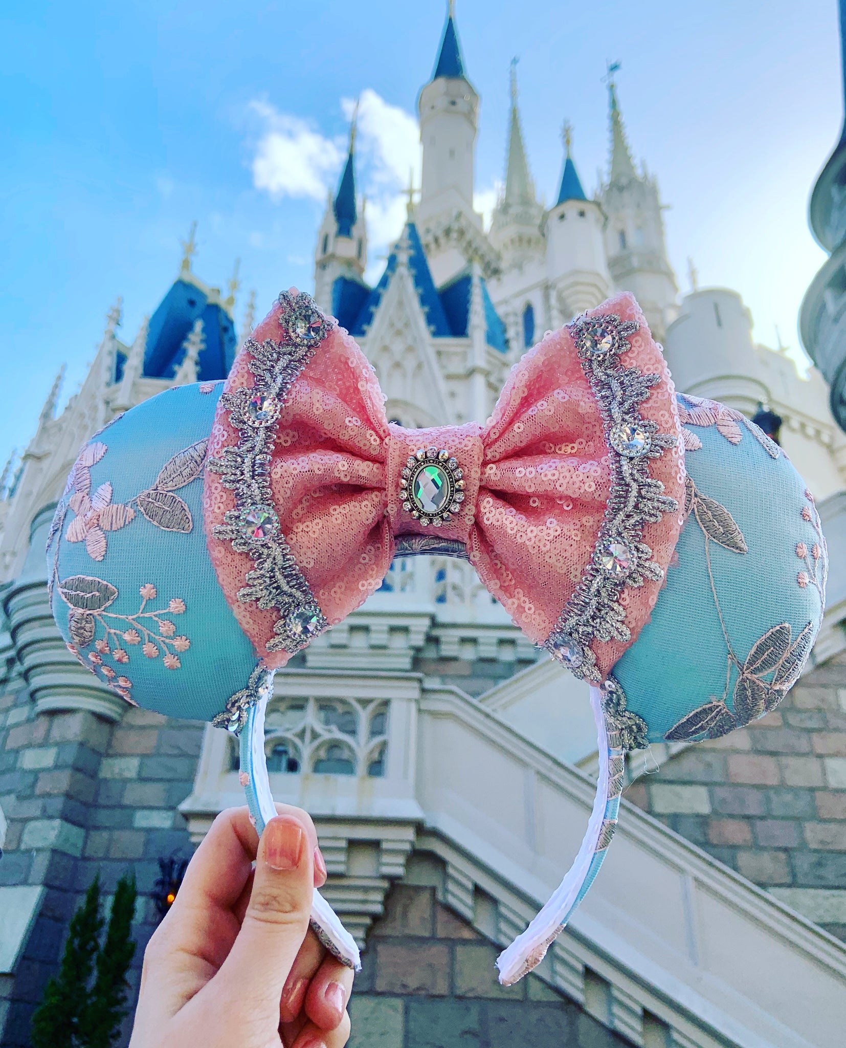 Glass Slipper Princess Embroidered Scrunchie Mouse Ears