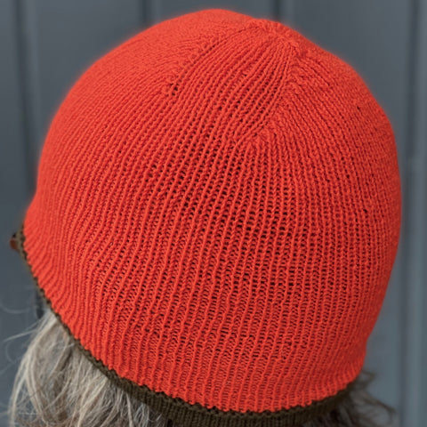 Orange hat shown from the side