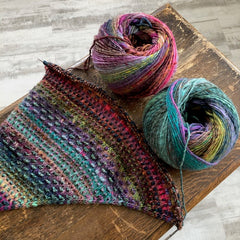 Casting on the Nightshift Shawl pattern by Andrea Mowry using 2 skeins of Noro Ito | Stix Yarn, Bozeman, MT