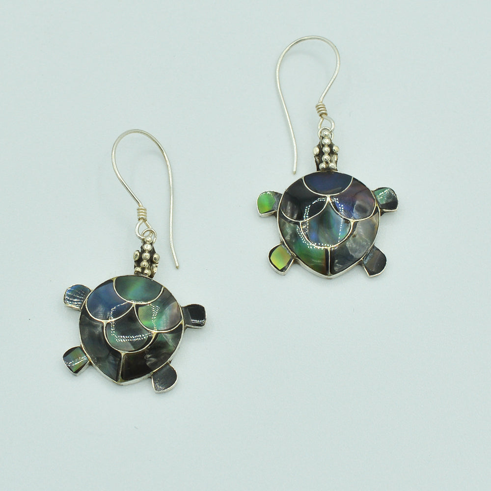Sterling Silver Turtle Earrings in Abalone or Coral or Mother of Pearl –  Accessory Snobs