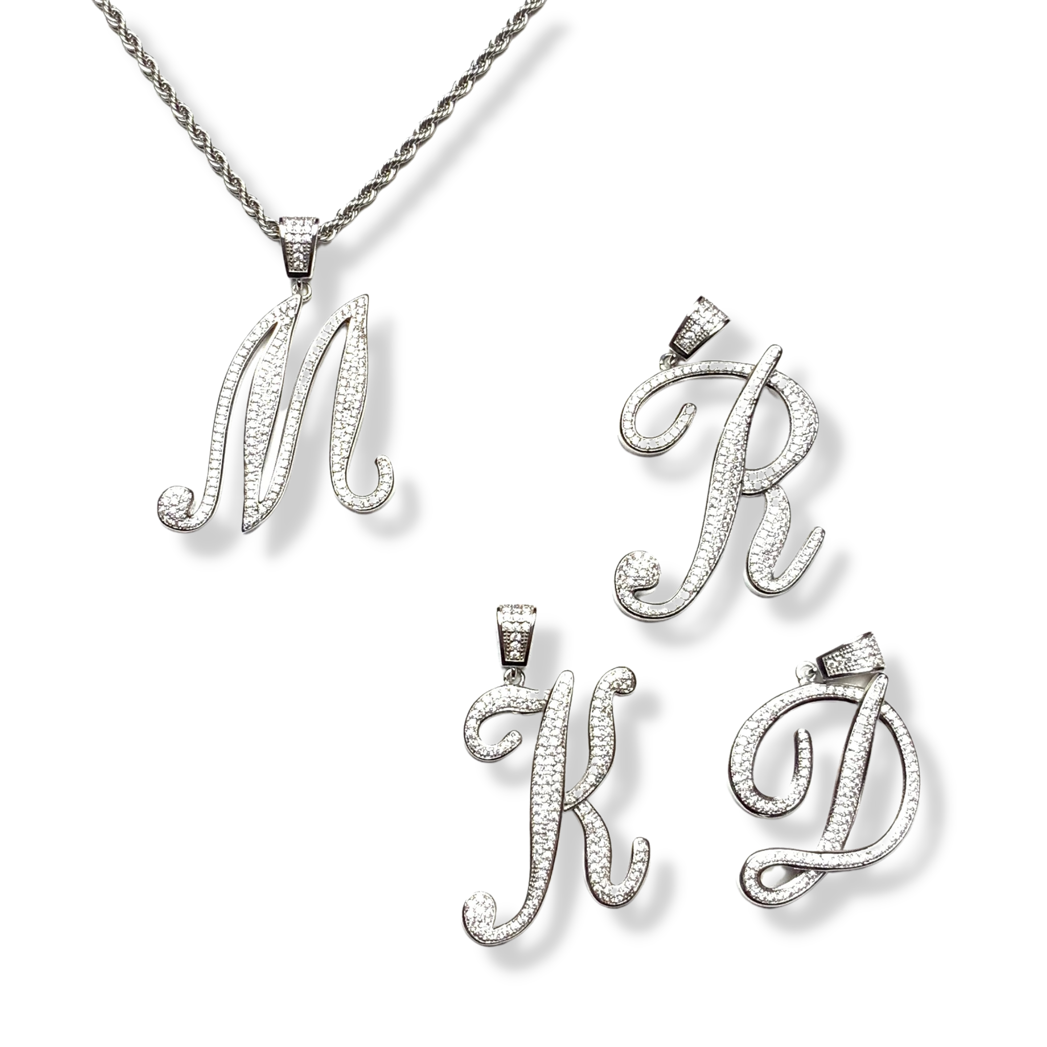 Personalized Initial Necklace with Baguette Diamonds