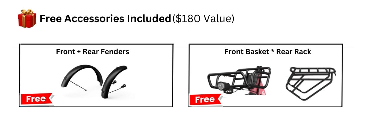 Free Accessories Included with L20 Rear Rack front and rear fenders