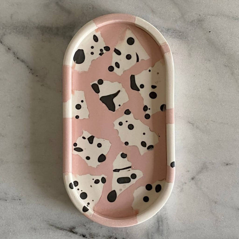 Pink Spotted Terrazzo-Oval Tray