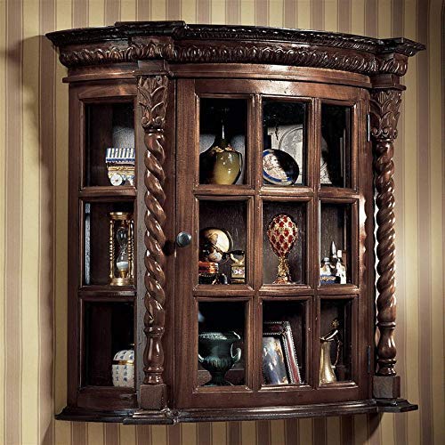 English Country Curve Front Barley Twist Mahogany Hanging Wall Curio C