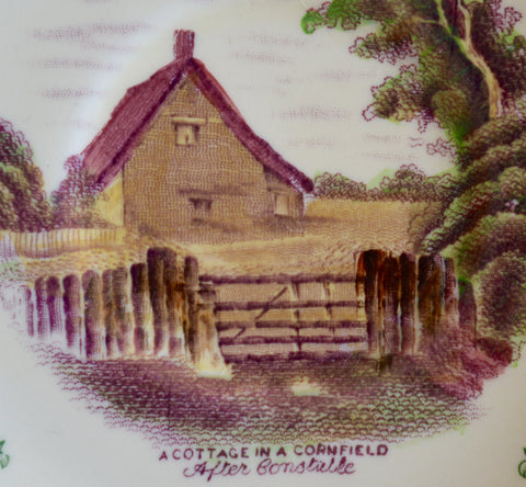 Scenes After Constable Green Purple Two Color English Transferware Pla