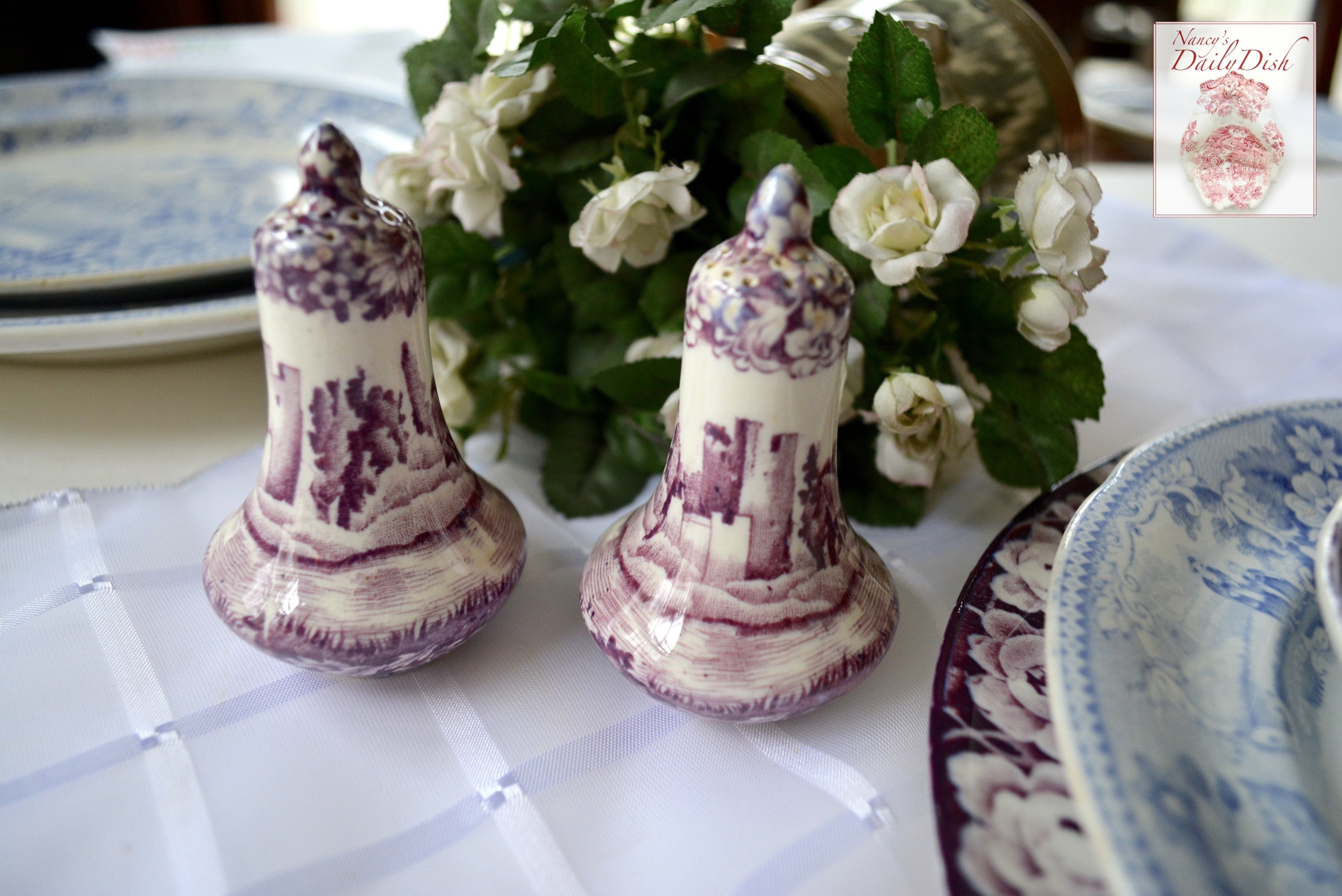 circa 1930 purple aubergine transferware salt & pepper shakers drippin circa 1930 purple aubergine transferware salt & pepper shakers drippin