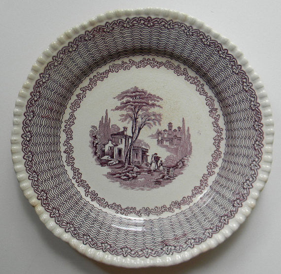 Antique Aubergine Stafordshire Plate Purple Transferware Plate Adams M 4765