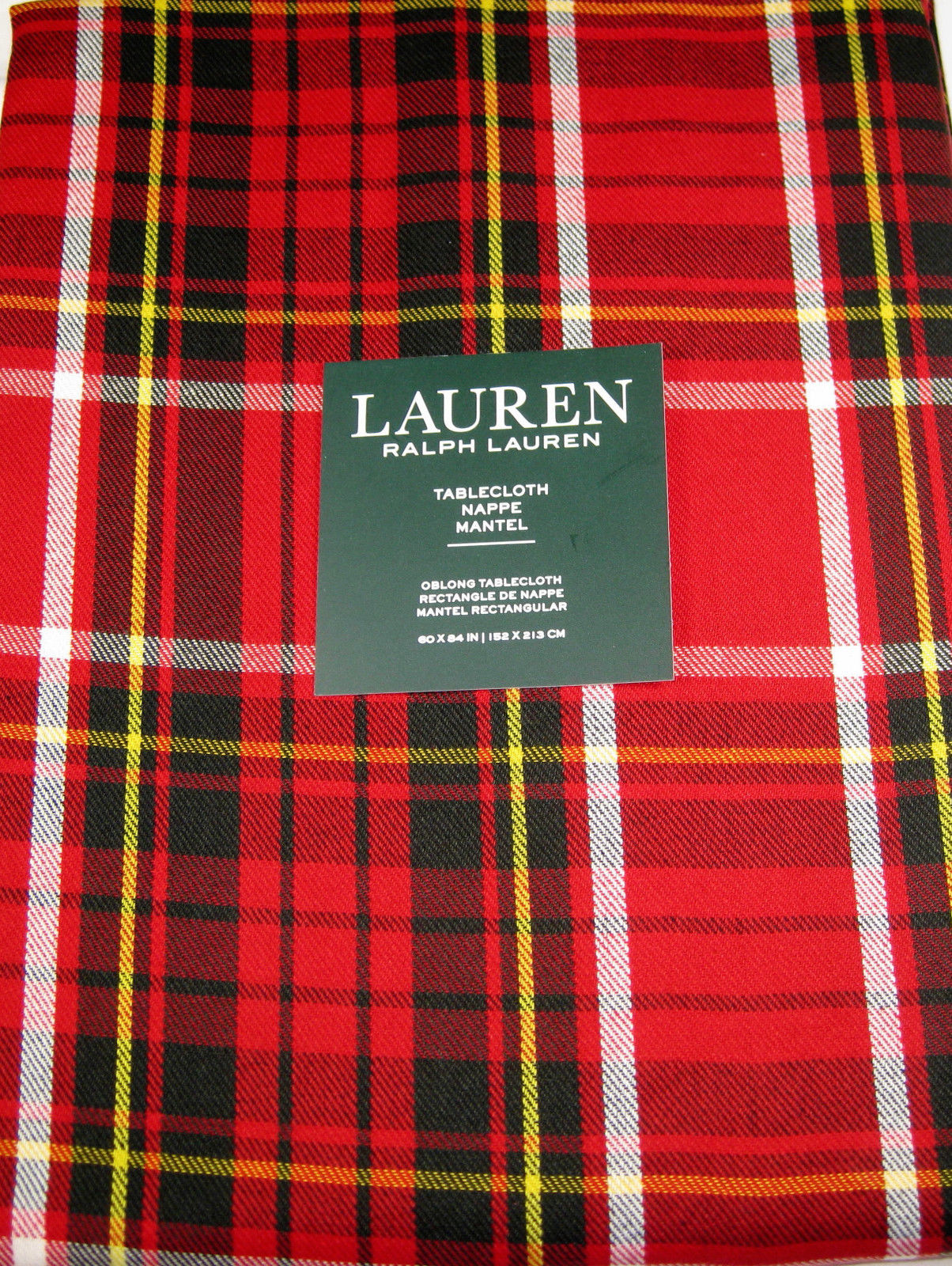 Ralph Lauren Tartan Plaid Tablecloth 60