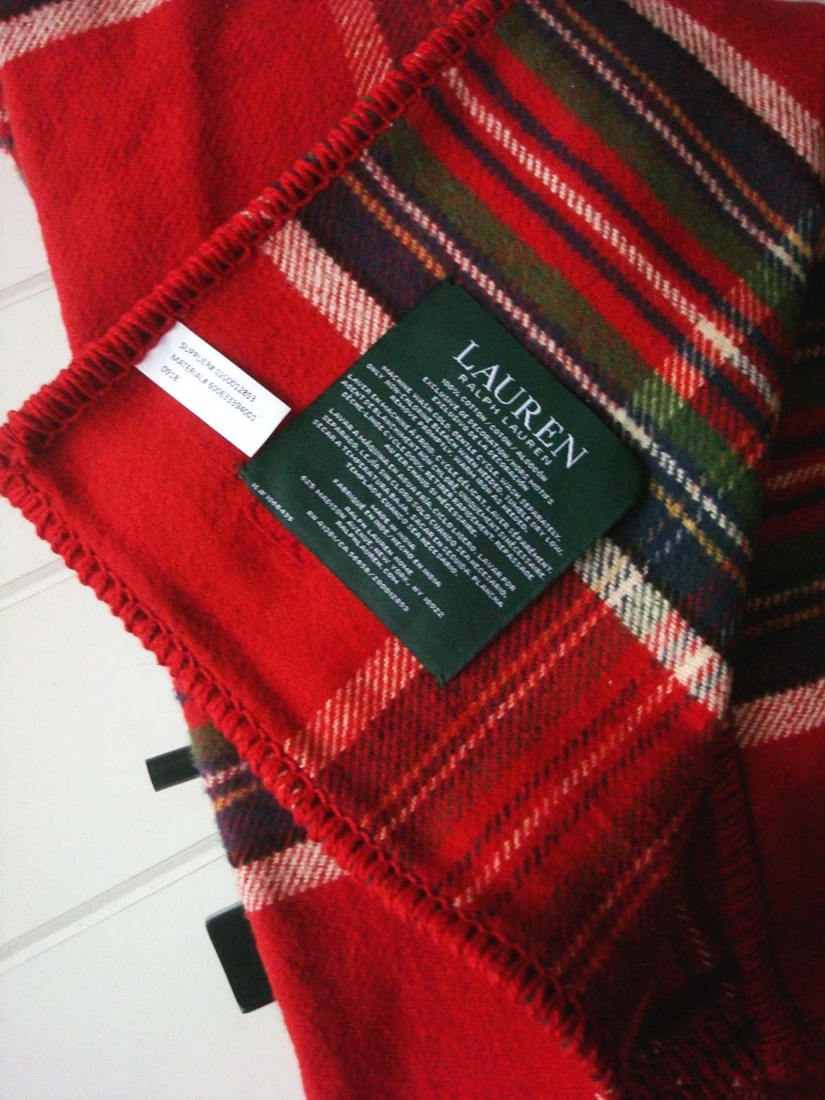 Ralph Lauren Tartan Plaid Blanket Throw Tablecloth Red / Green / Blue/