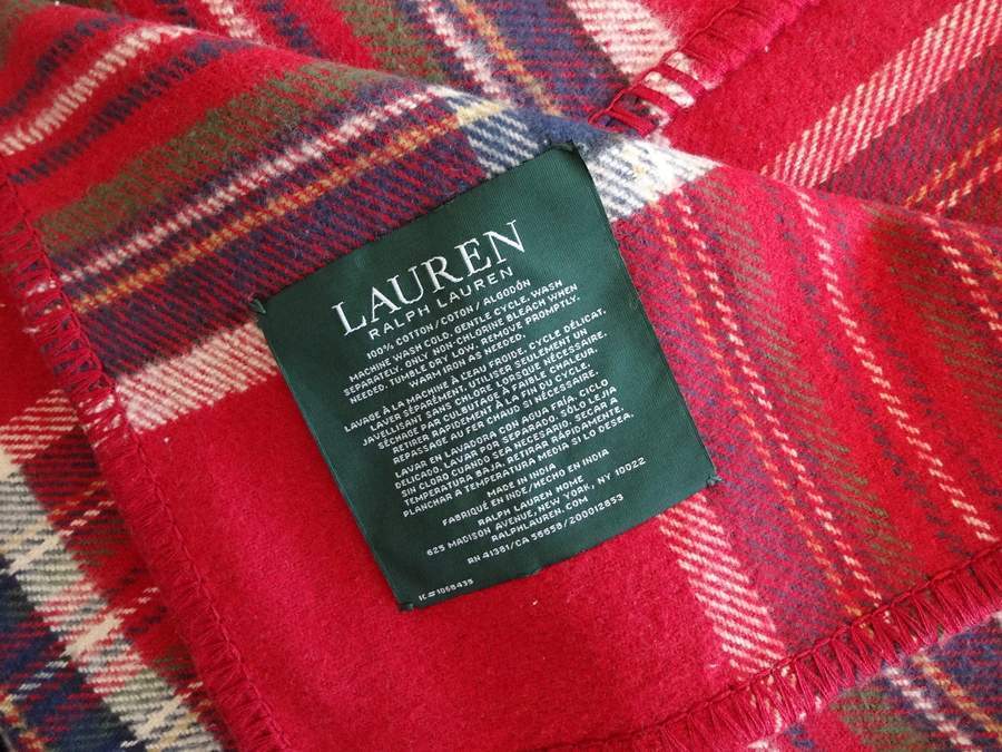 Ralph Lauren Tartan Plaid Blanket Throw Tablecloth Red / Green / Blue/