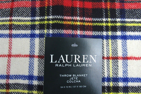 Ralph Lauren Tartan Plaid Blanket Throw Tablecloth Red / Cream / Blue/