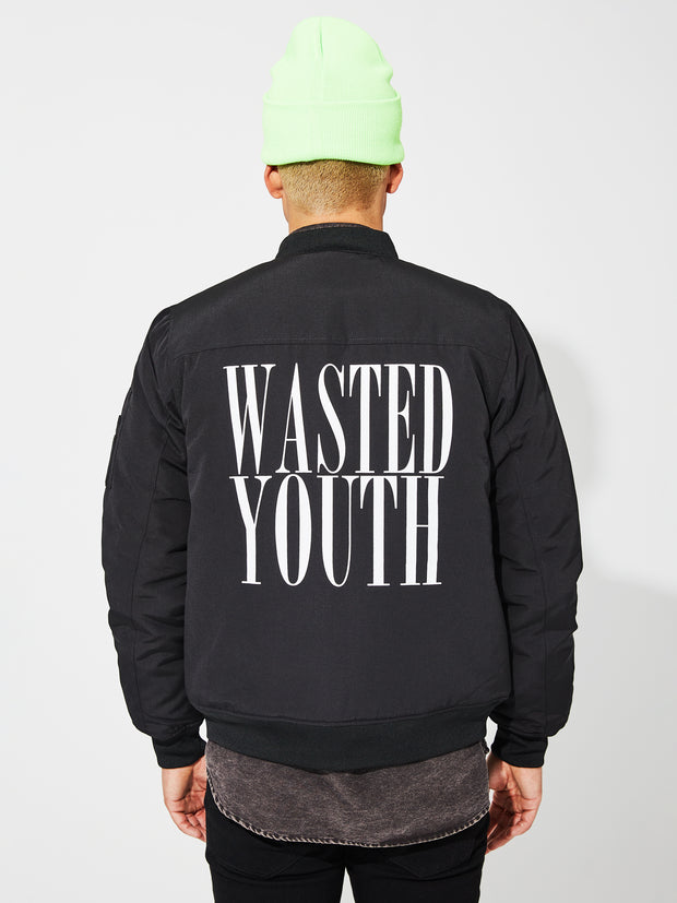 Wasted Youth Wasted Youth Wasted Youth Quilted Puff Jacket Black