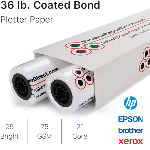 36 lb heavyweight coated bond paper roll - Bright White Paper