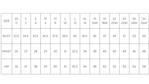 Sizing Chart – Hutch