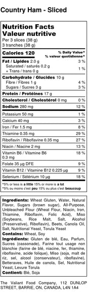 Vegan Roast Ham Nutritional Information