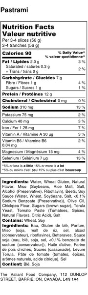 Vegan Pastrami Nutritional Information