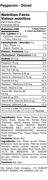 Vegan Pepperoni Nutritional Information