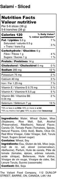 Vegan Salami Nutritional Information