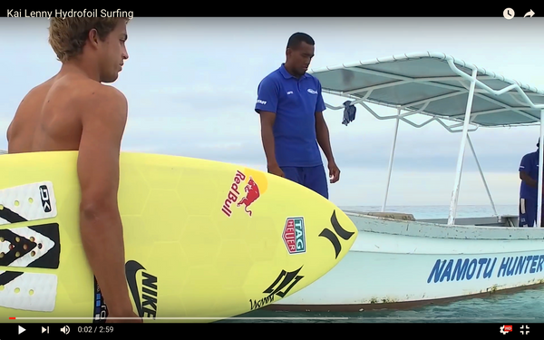 Kai Lenny surf foil with HexaTraction on his board