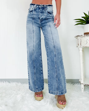 Marisa Front Seam Wide Leg Jeans - Light Wash