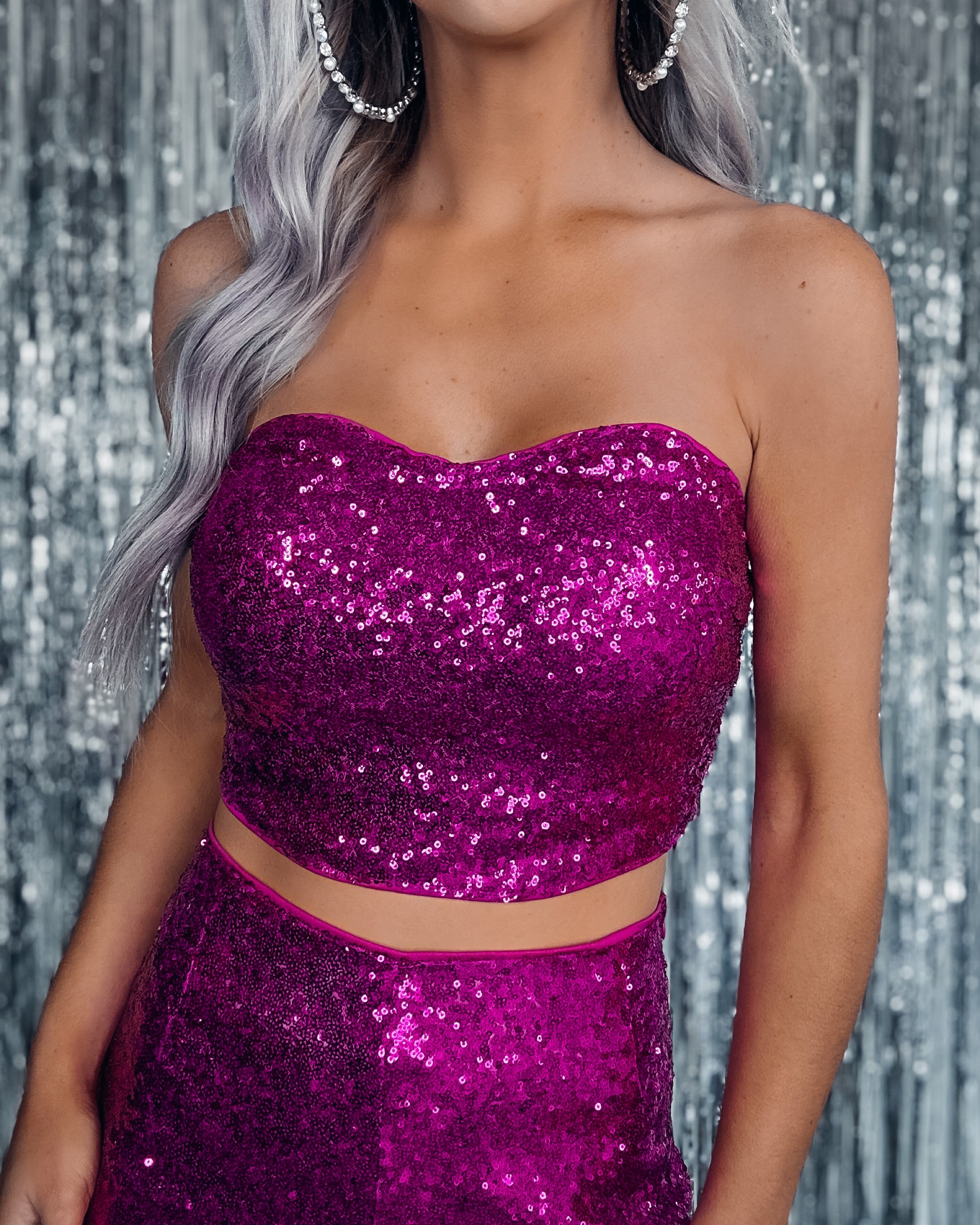 Anywhere With You Rhinestone Bow Top - Fuchsia